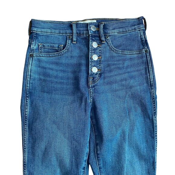 Everlane 25 Vintage Skinny Jean Ankle Raw Hem Button Fly Blue Denim - Picture 6 of 11
